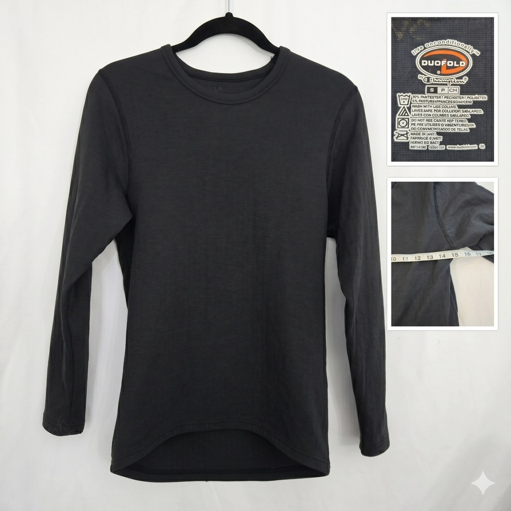 Duofold by Champion Thermal Shirt Small Black Long Sleeve Base Layer Top